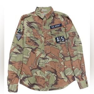 Superdry Shirt Mens Patrol Edition Military Size L Large Camo Air Corp Patch